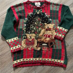 Tiara Vintage Ugly Christmas Sweater  Red and Green Crewneck Sweater M